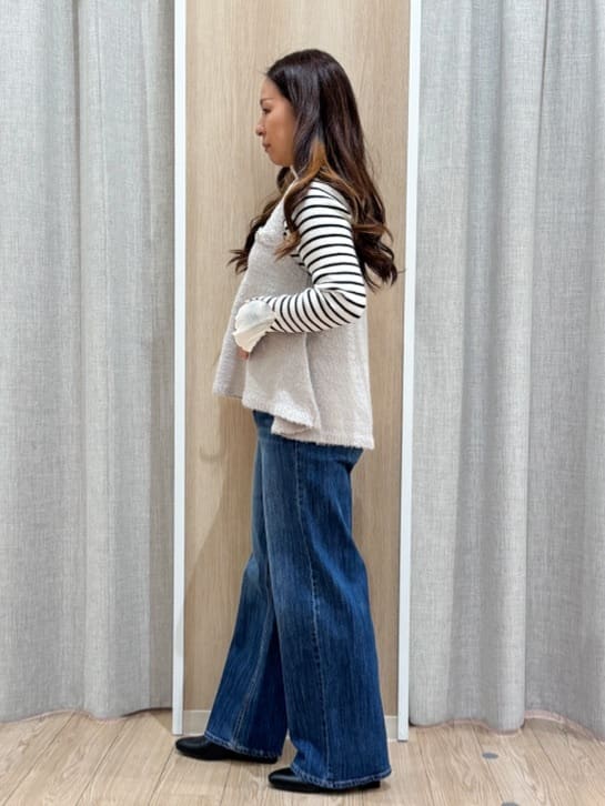 sachiさんの「grove｜【2点SET/体型カバー】一枚で決まる、ペプラムベスト&times;ニットワンピース」を使ったコーディネート