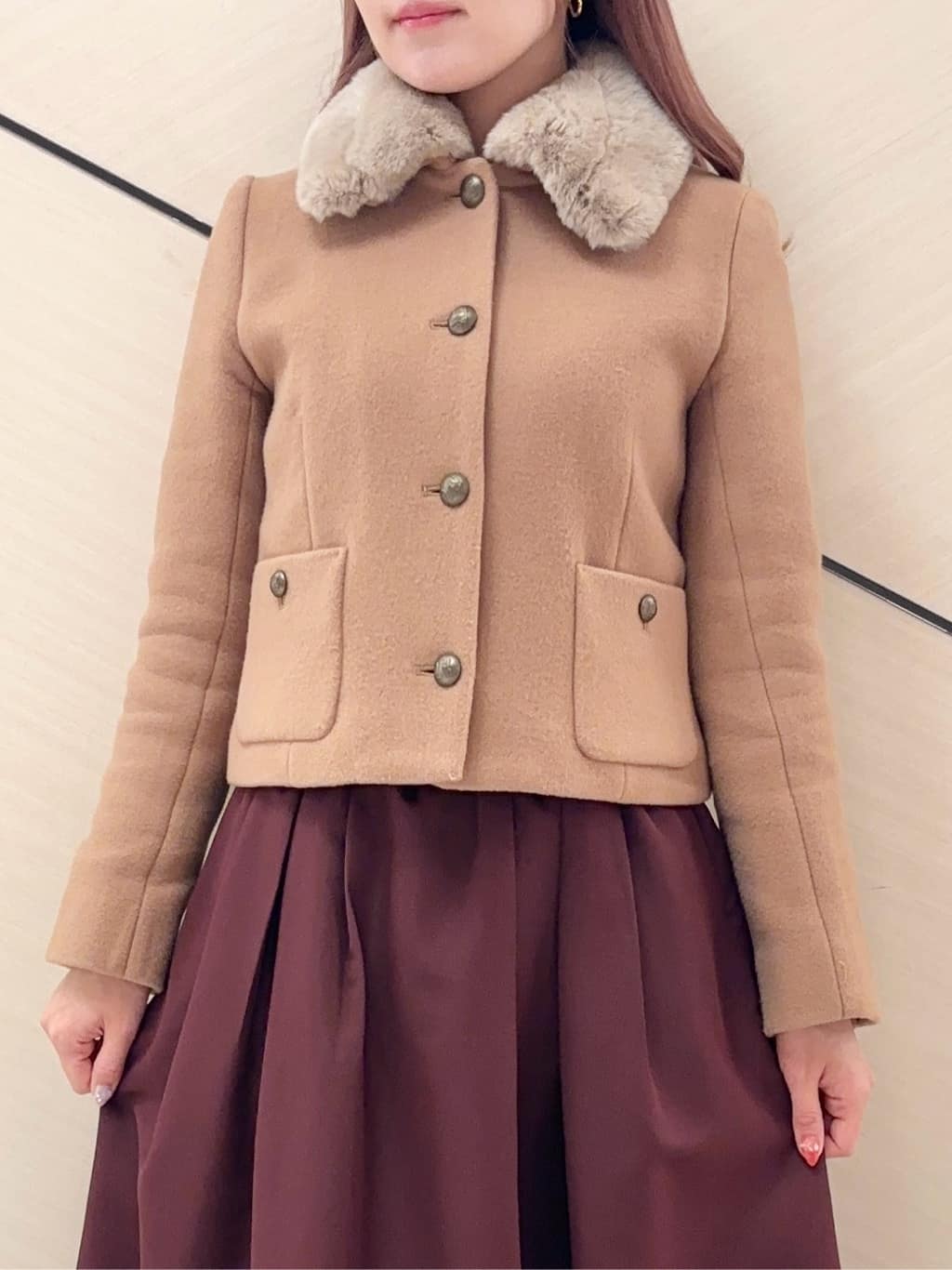 Rinaさんの「DRESSTERIOR｜2WAYレースカラーニット」を使ったコーディネート