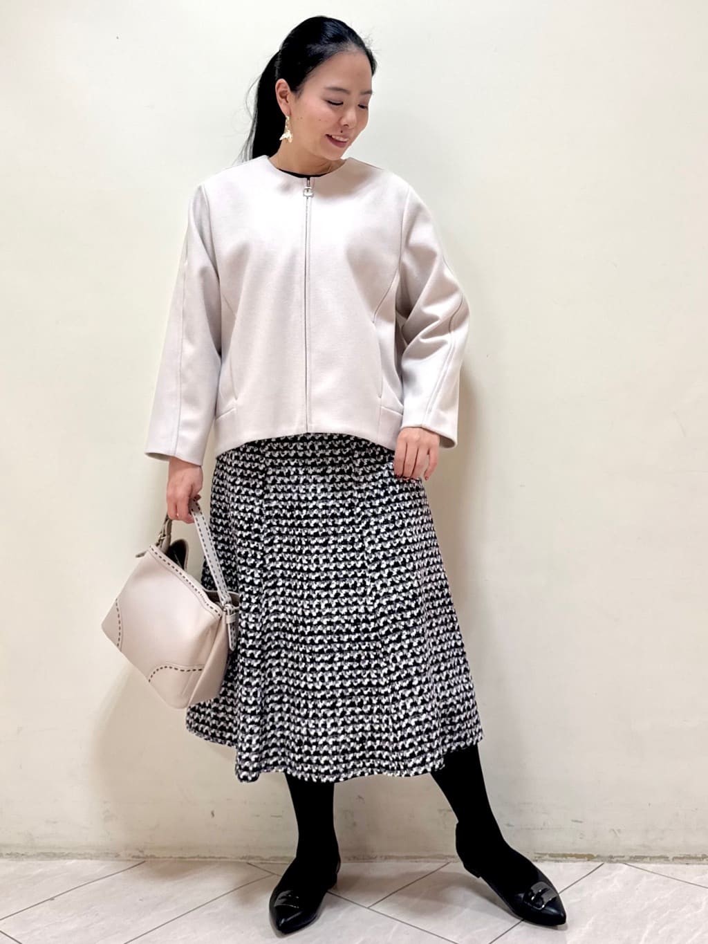 rincoさんの「Reflect｜【選べる8色／スカートにもパンツにも◎】ウール混ボートネックニット」を使ったコーディネート