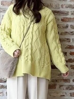 tokiさんの「THE SHOP TK｜【洗える】冬のコーデを盛り上げる マットモール ケーブルニット」を使ったコーディネート