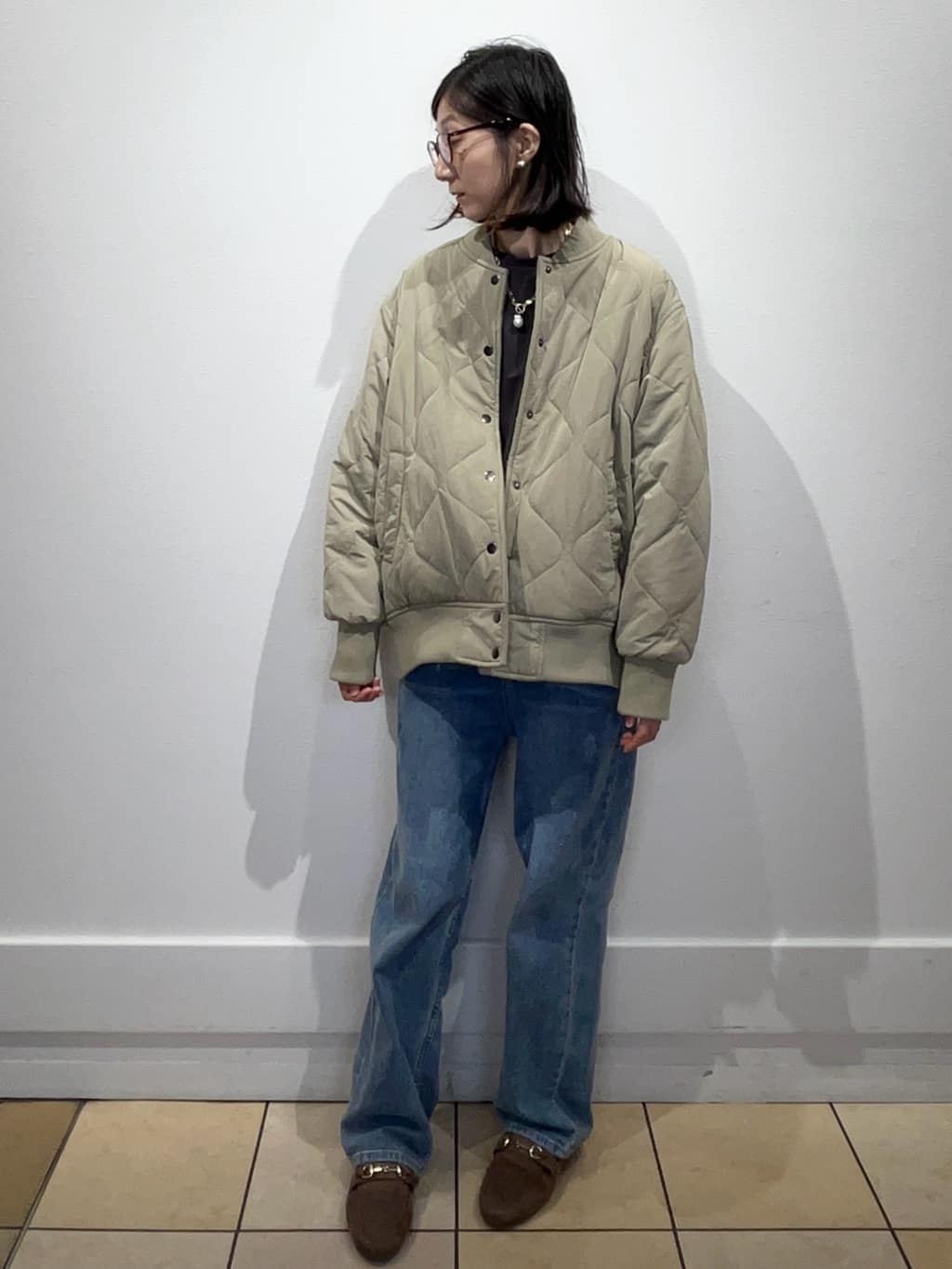 ももちぃさんの「index｜チェーン&times;フェイクパール マンテルネックレス」を使ったコーディネート