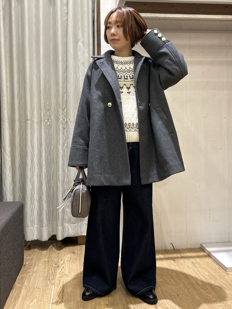 ga_riさんの「THE SHOP TK｜クラシカルな装い ウールライクスタンドカラーコート」を使ったコーディネート