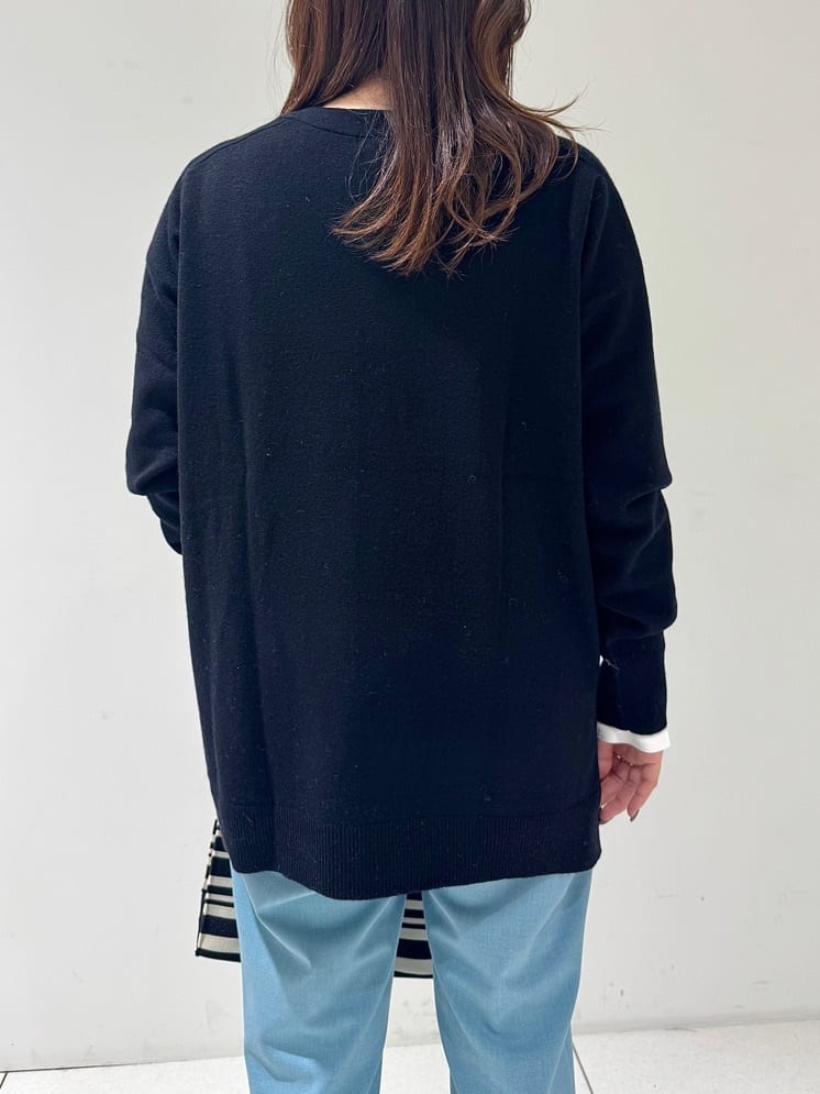 そんさんの「INDIVI｜【洗える／チュニック丈／カシミヤ混】スリットデザインVネックニット」を使ったコーディネート