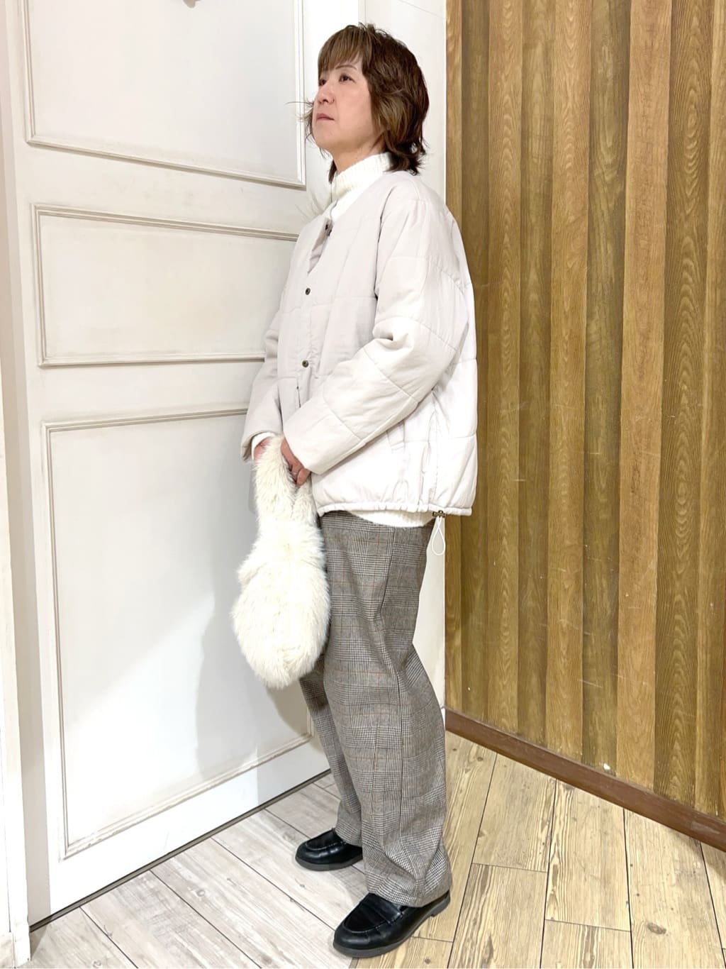 yuriyuriさんの「SHOO･LA･RUE｜【あったか】クラシカルなチェック柄 裏起毛カーブパンツ」を使ったコーディネート