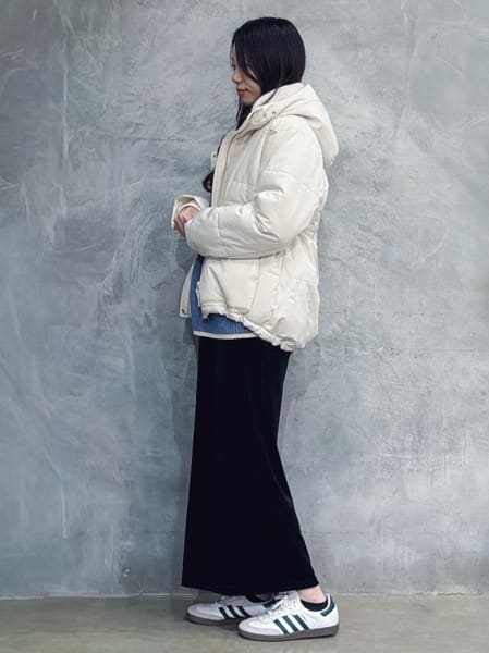 misaさんの「THE SHOP TK｜【すっきり見えシルエット】上品ふわもこ中綿ブルゾン」を使ったコーディネート