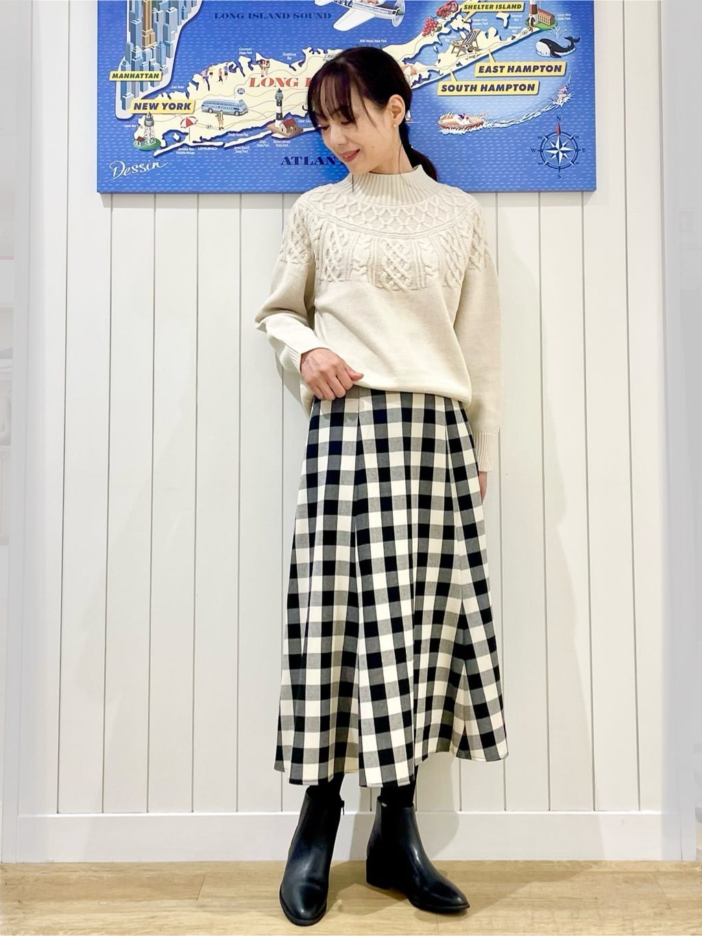 uwatokoさんの「Dessin｜【洗える】チェック柄起毛フレアスカート」を使ったコーディネート