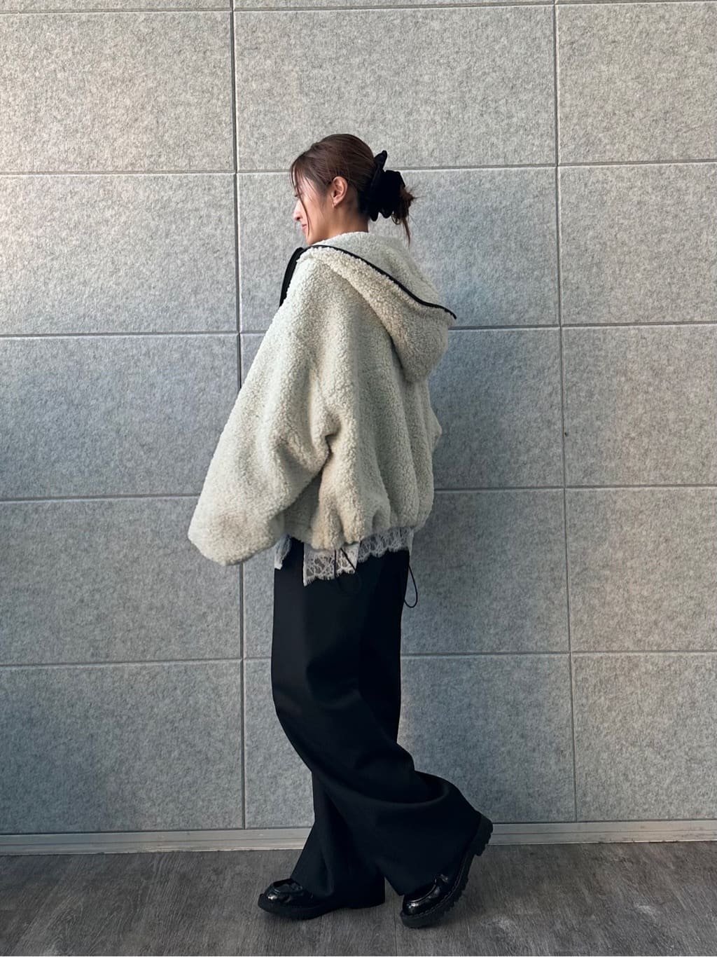 harunaさんの「CODE A｜boa hoodie blouson」を使ったコーディネート