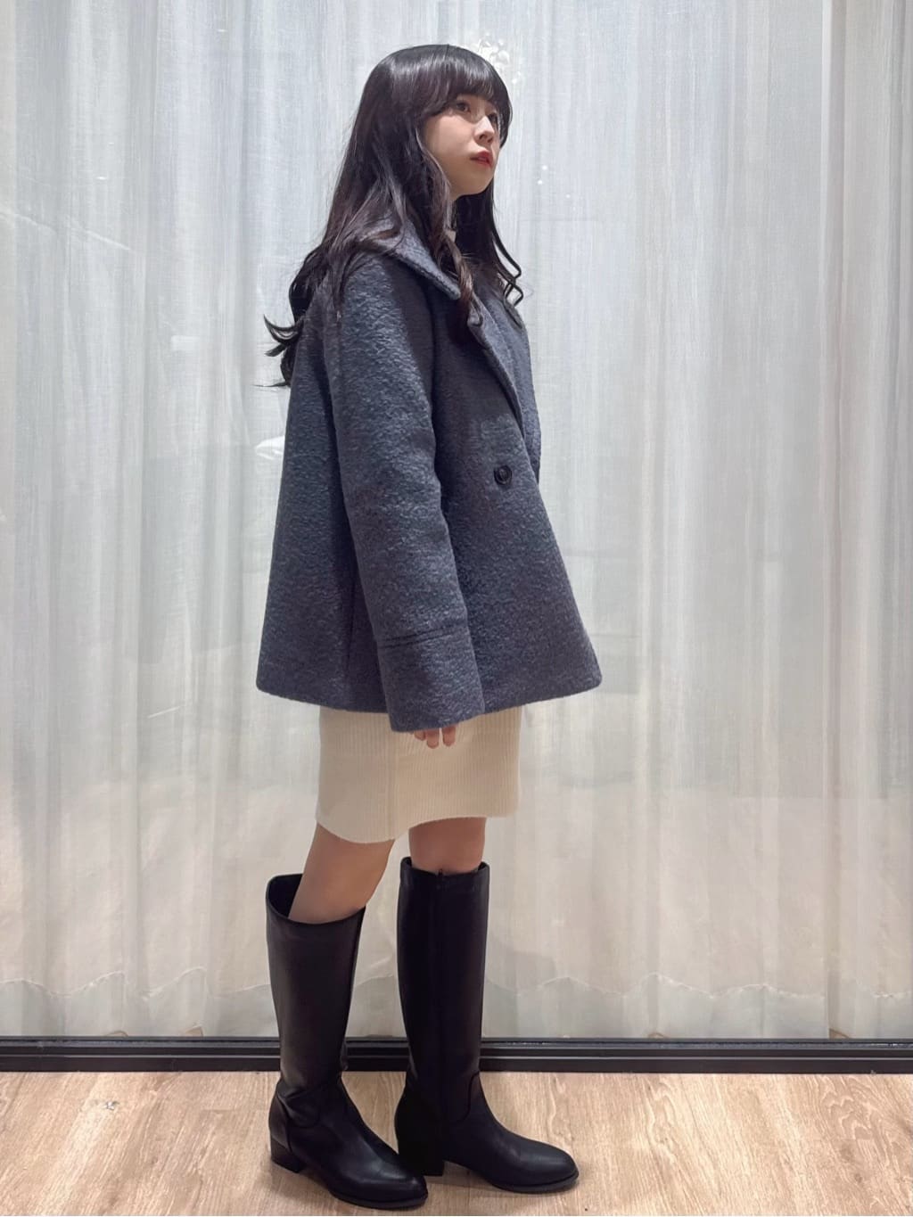 ぞうげさんの「OPAQUE.CLIP｜ブークレミドルコート【洗える】」を使ったコーディネート