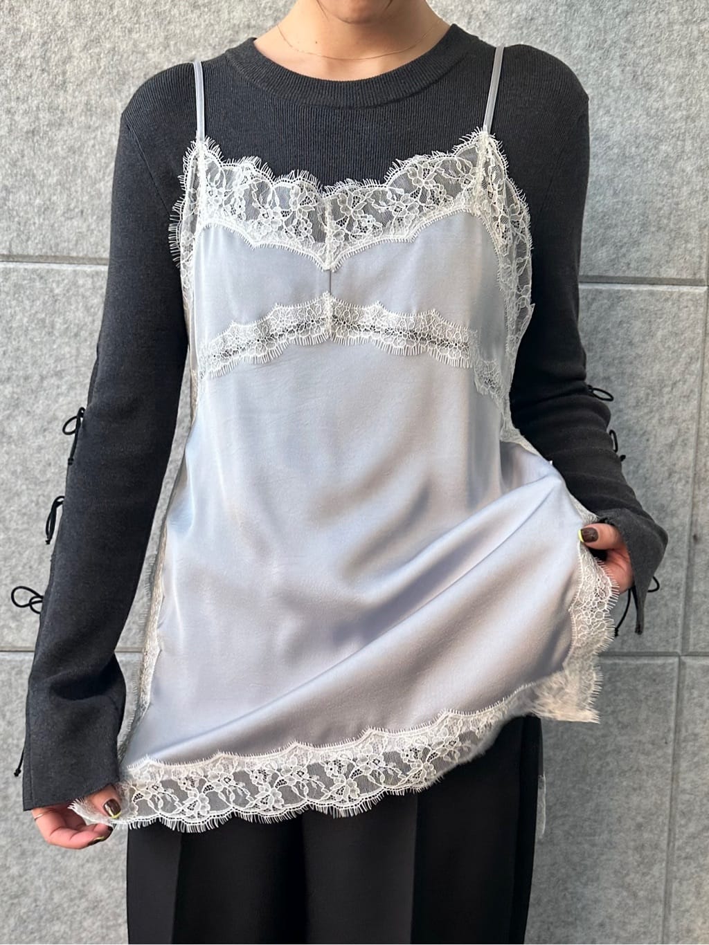 harunaさんの「CODE A｜ribbon slit pullover」を使ったコーディネート