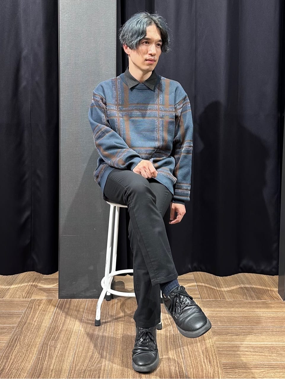 tomoyaさんの「THE SHOP TK｜チェックジャカードニット【洗濯機OK】」を使ったコーディネート