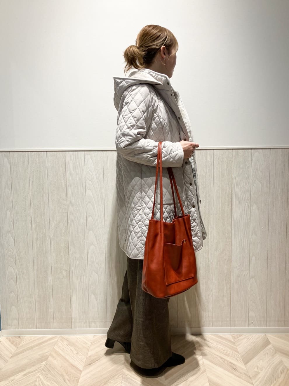 shokoさんの「SHOO･LA･RUE｜【撥水/フード取り外し可】自然にくびれる あったかダイヤ柄キルトコート【CIRCRIC】」を使ったコーディネート