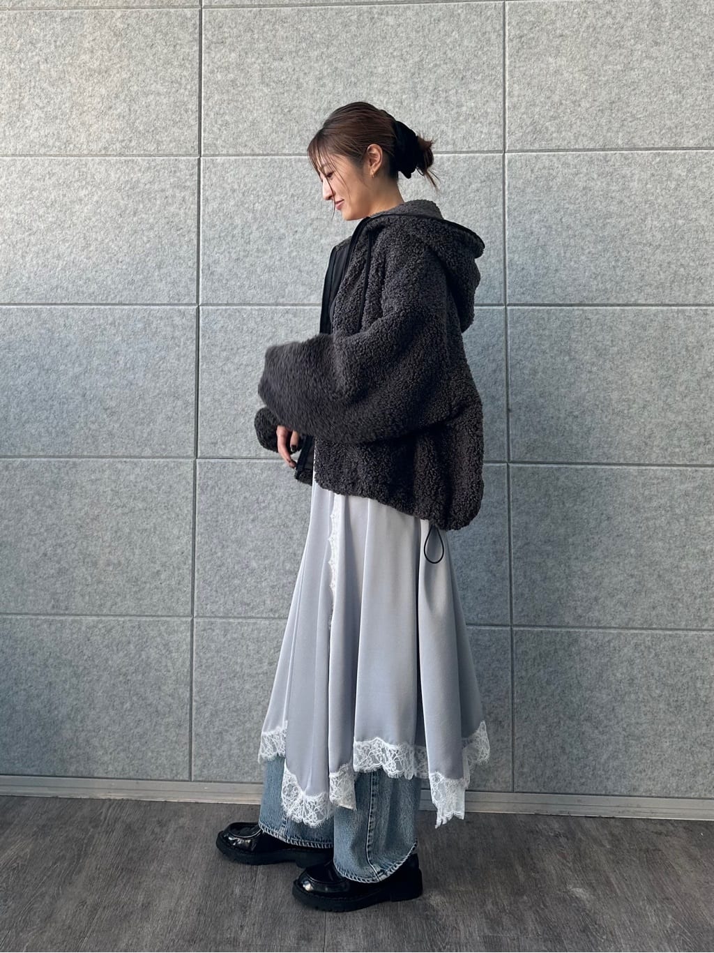 harunaさんの「CODE A｜boa hoodie blouson」を使ったコーディネート
