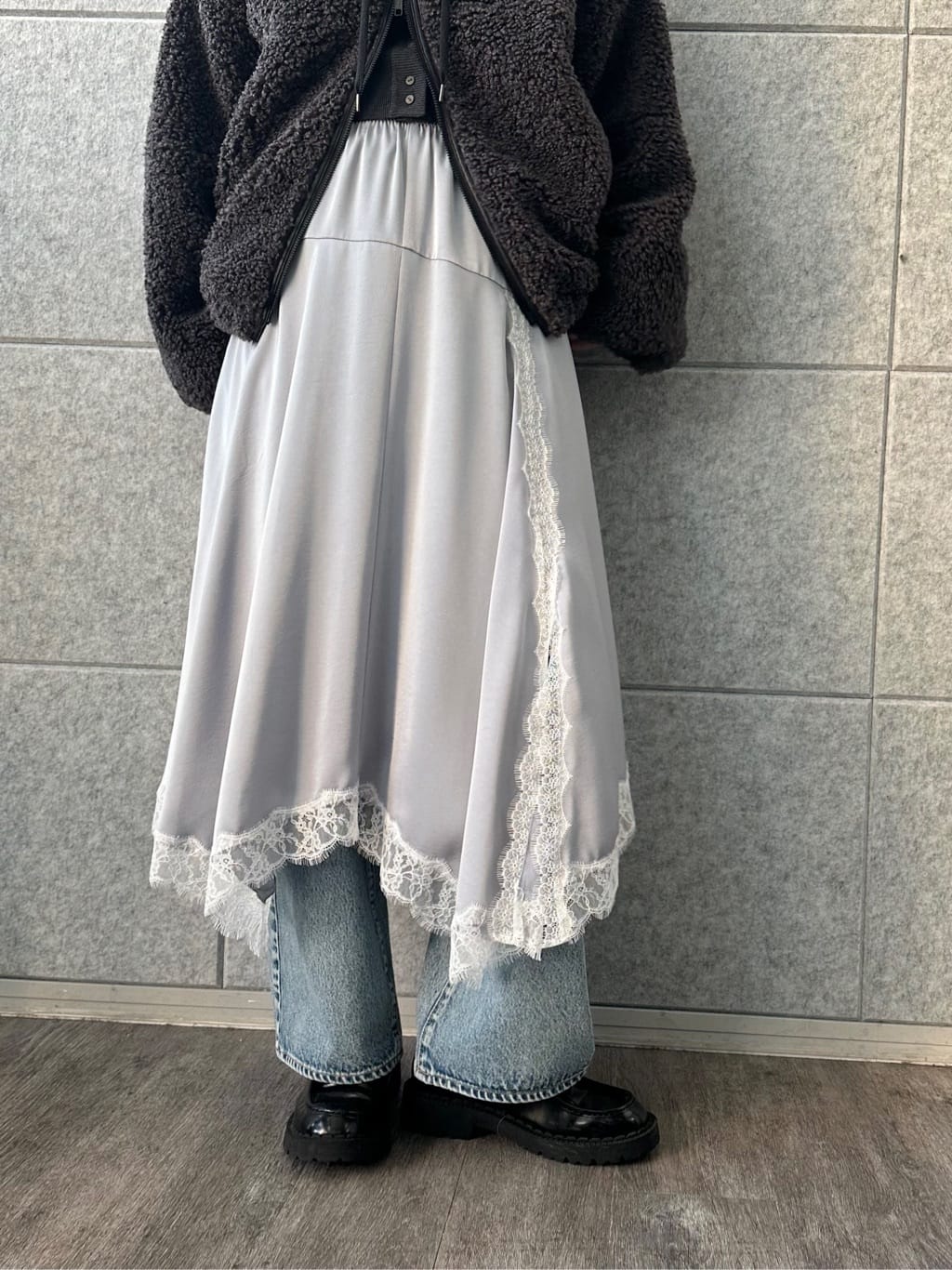 harunaさんの「CODE A｜boa hoodie blouson」を使ったコーディネート