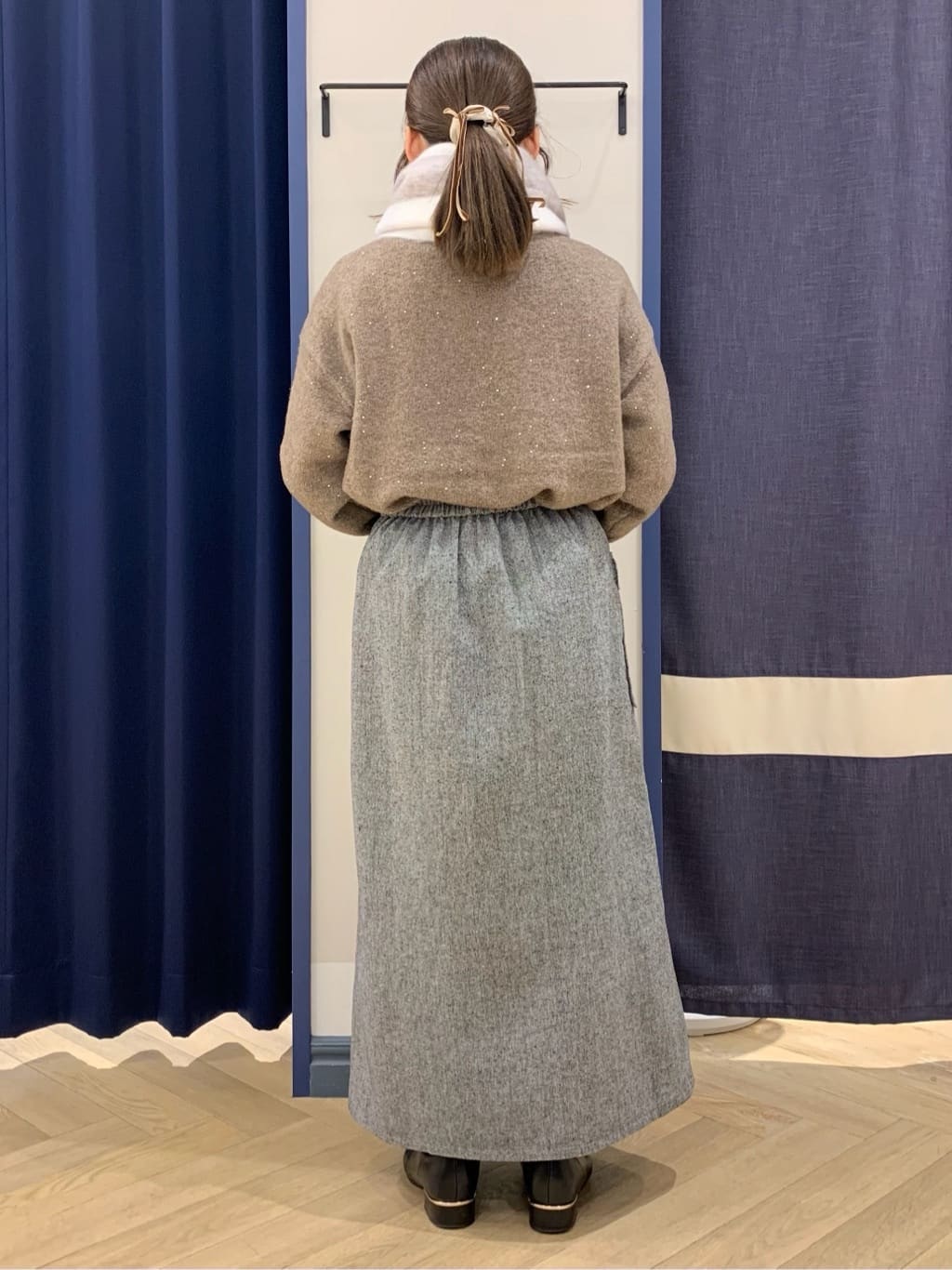 mokaさんの「grove｜華やぎ冬ニット　ミニスパンコールフェザーニット」を使ったコーディネート