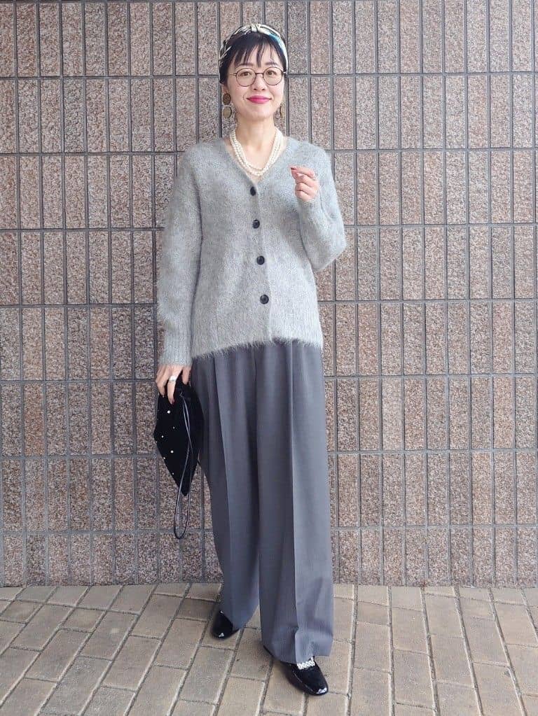 MUTSUKOさんの「UNTITLED｜【ゆったり】アルパカ混シャギー カーディガン」を使ったコーディネート