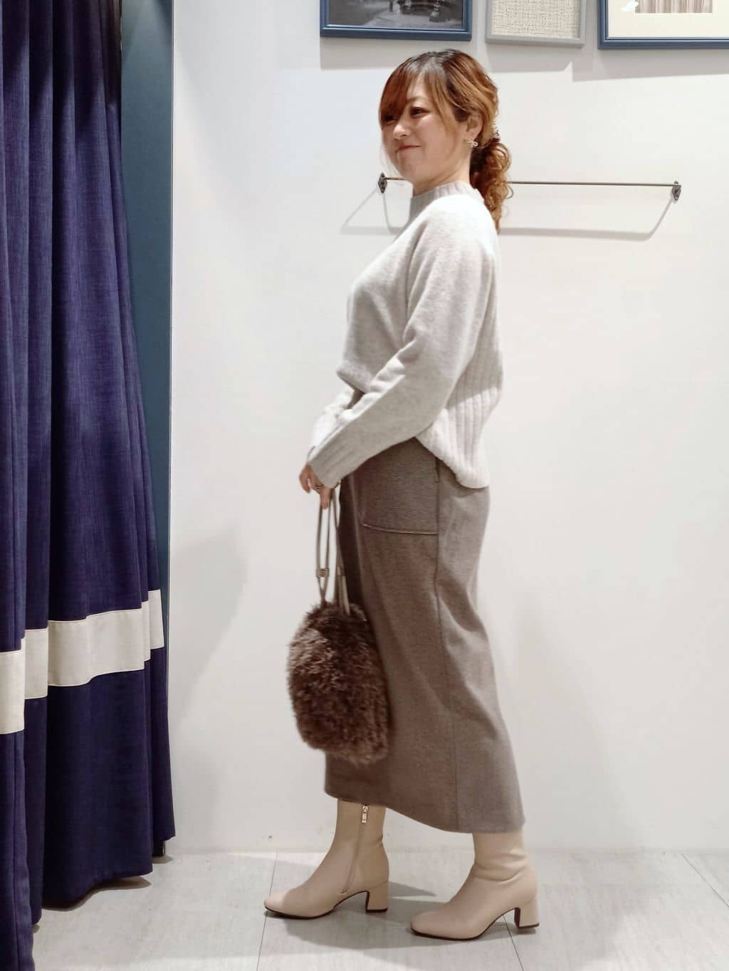 miiさんの「grove｜【洗える】バックリブ切替ニット」を使ったコーディネート