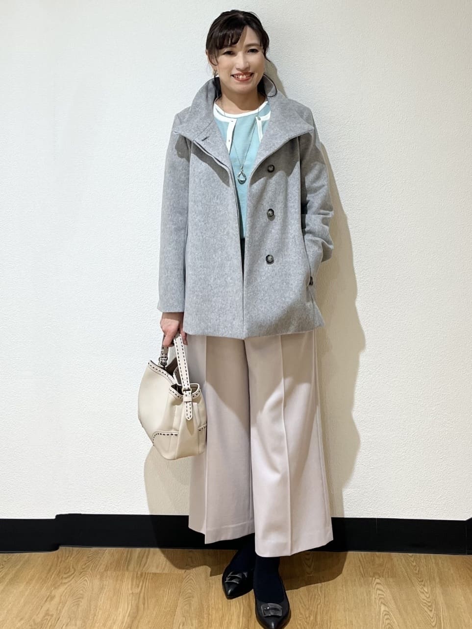 ayaさんの「Reflect｜【SS-4Lサイズ／衿が顔に当たらない◎】スタンドネックミドルコート」を使ったコーディネート