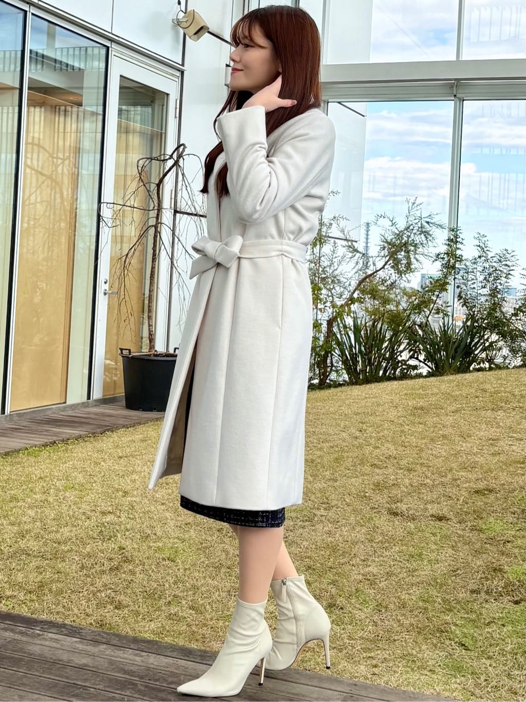 sayaさんの「COUP DE CHANCE｜【カシミヤ混／日本製】Iラインスタンドウィングカラーコート」を使ったコーディネート