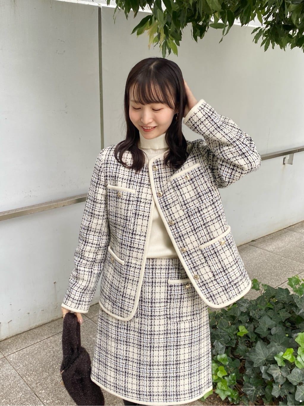 みさかさんの「index｜チェックツィードスカート／セットアップ対応【洗える】」を使ったコーディネート