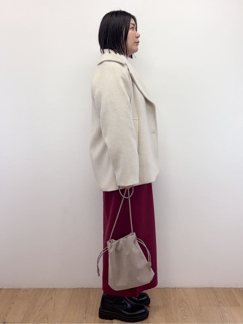 Takeさんの「OPAQUE.CLIP｜カシミヤブレンドウールミドルピーコート」を使ったコーディネート