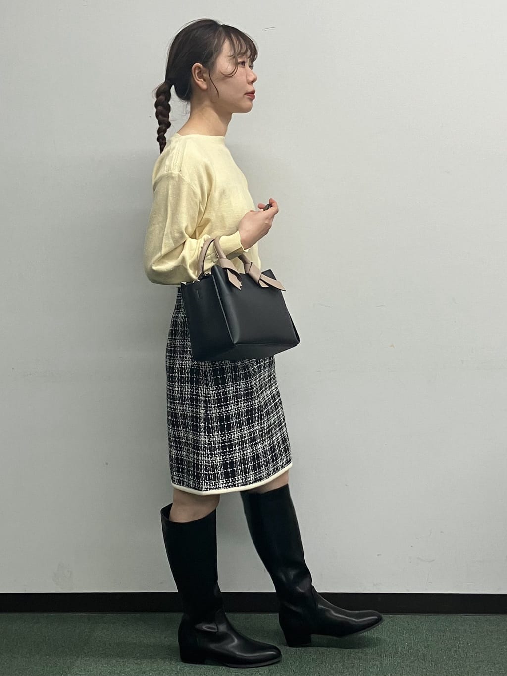 MAYUKIさんの「index｜ラメガーター編みボートネックニット【洗濯機OK】《8col／XS～LL》」を使ったコーディネート