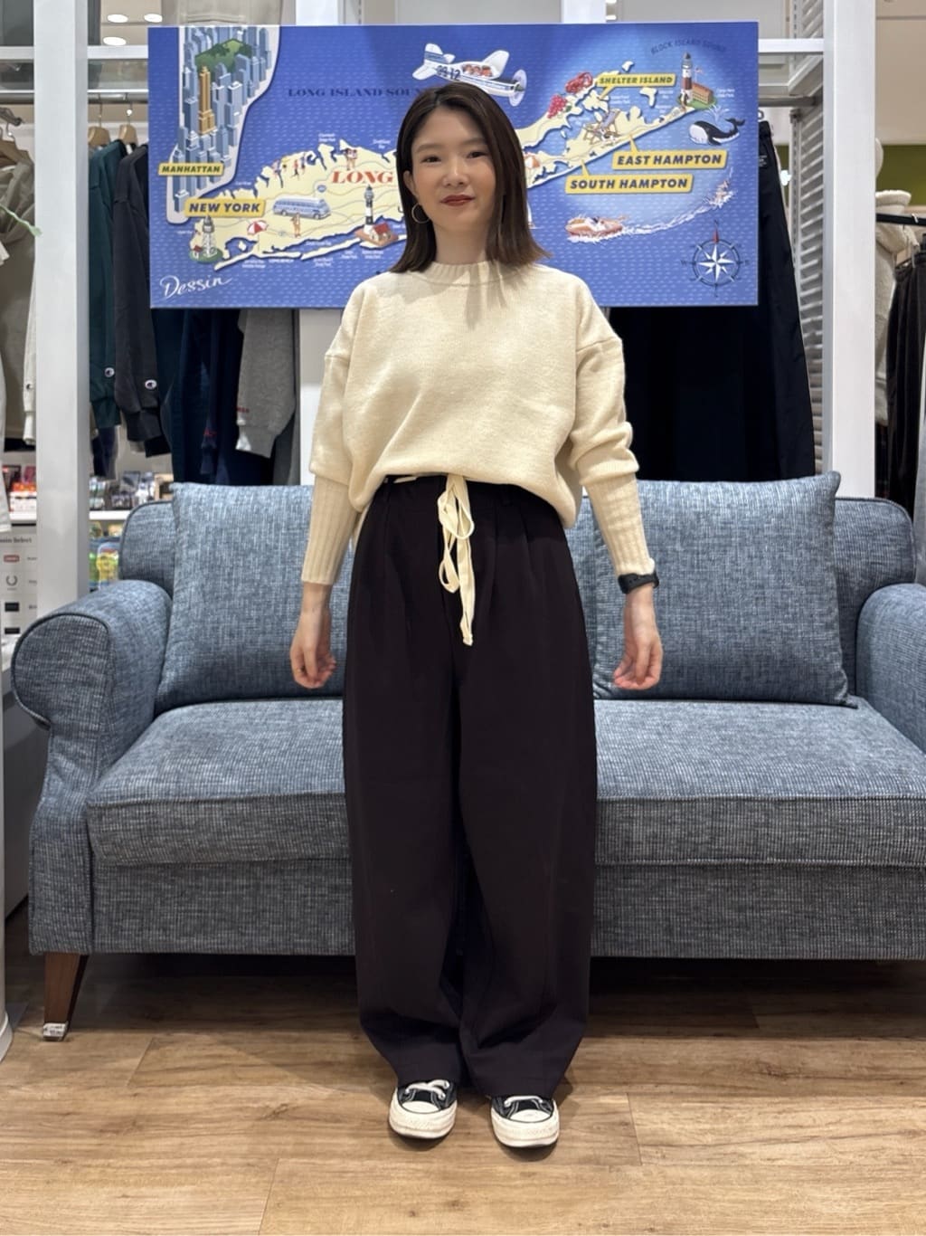 risaさんの「Dessin｜【洗える】クルーネックワイドニット」を使ったコーディネート