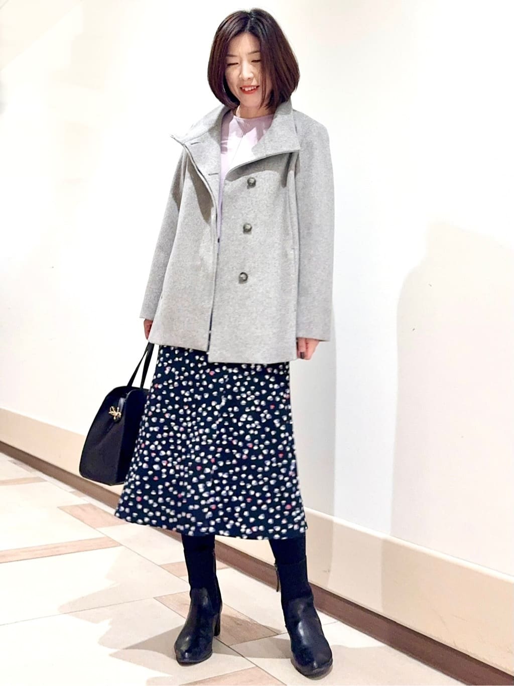 kaeさんの「Reflect｜【SS-4Lサイズ／衿が顔に当たらない◎】スタンドネックミドルコート」を使ったコーディネート