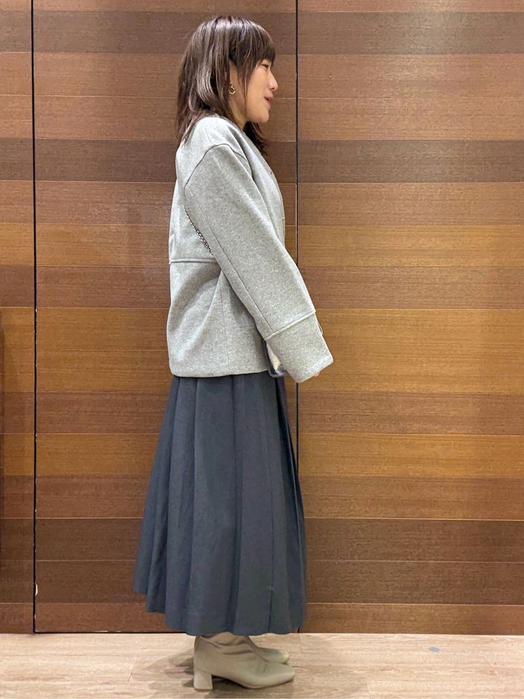 maichiさんの「OPAQUE.CLIP｜ウールライクメルトンノーカラーコート【洗濯機洗い可】」を使ったコーディネート