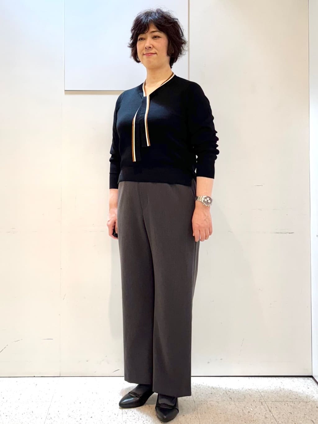 ヤスコさんの「Reflect｜【ウエスト総ゴム／セットアップ可】フルレングスストレートパンツ」を使ったコーディネート