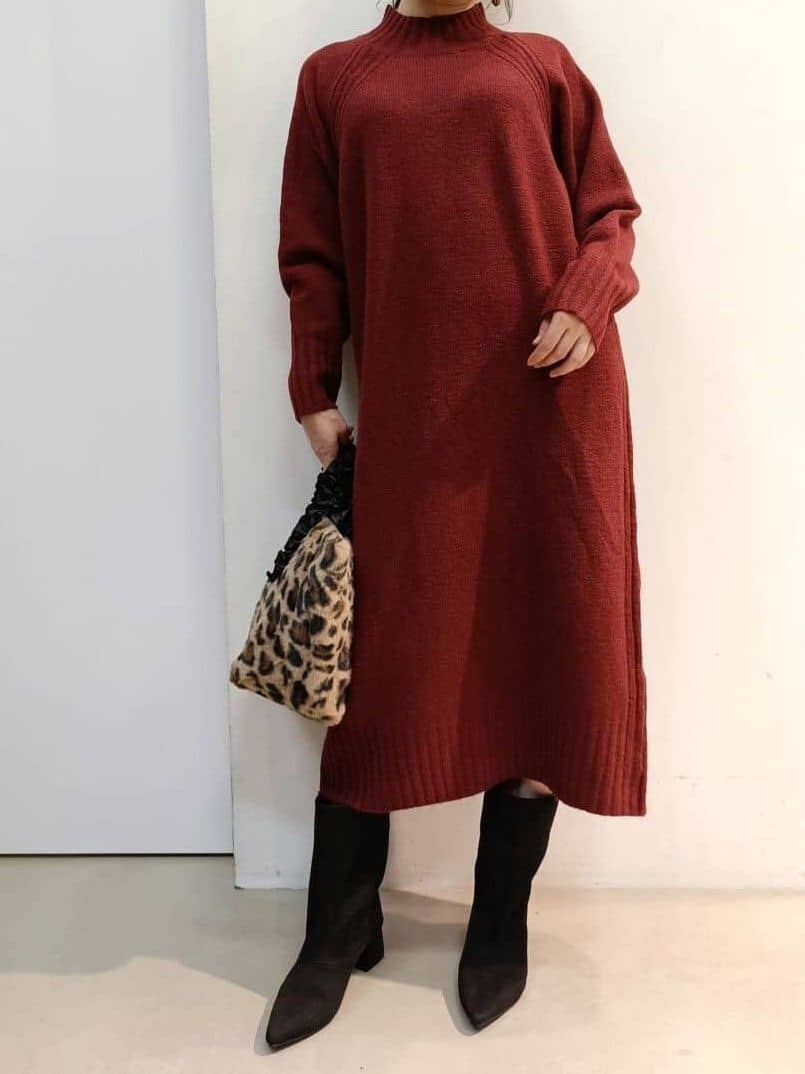 あんさんの「THE SHOP TK｜ウール混杢調ハイネックワンピース」を使ったコーディネート