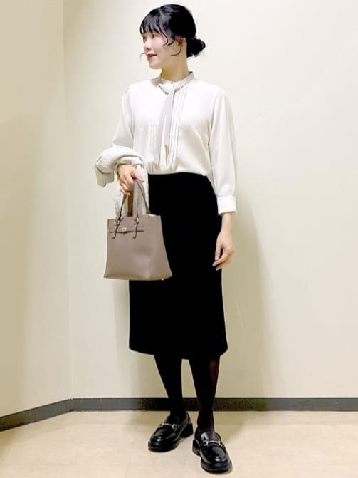  beni_gingerさんの「Reflect｜【配色ボウタイ付き】八分袖ジョーゼットブラウス」を使ったコーディネート