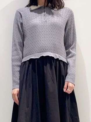 haruさんの「grove｜【時短コーデ】ポロニットドッキングワンピース」を使ったコーディネート