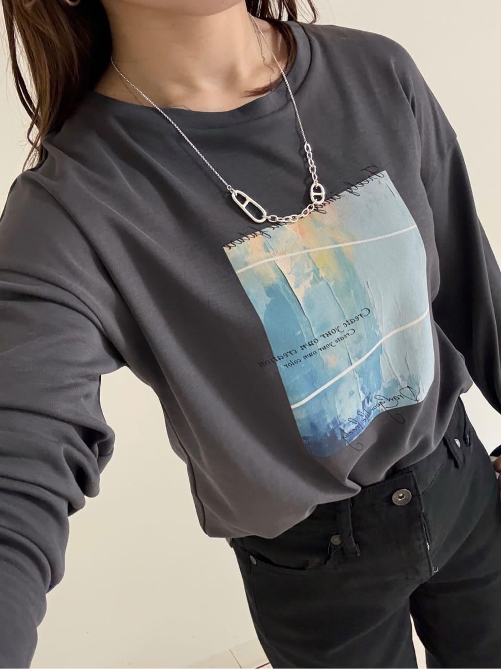 kahoさんの「INDIVI｜【UVケア】プリントフォトロングTシャツ」を使ったコーディネート