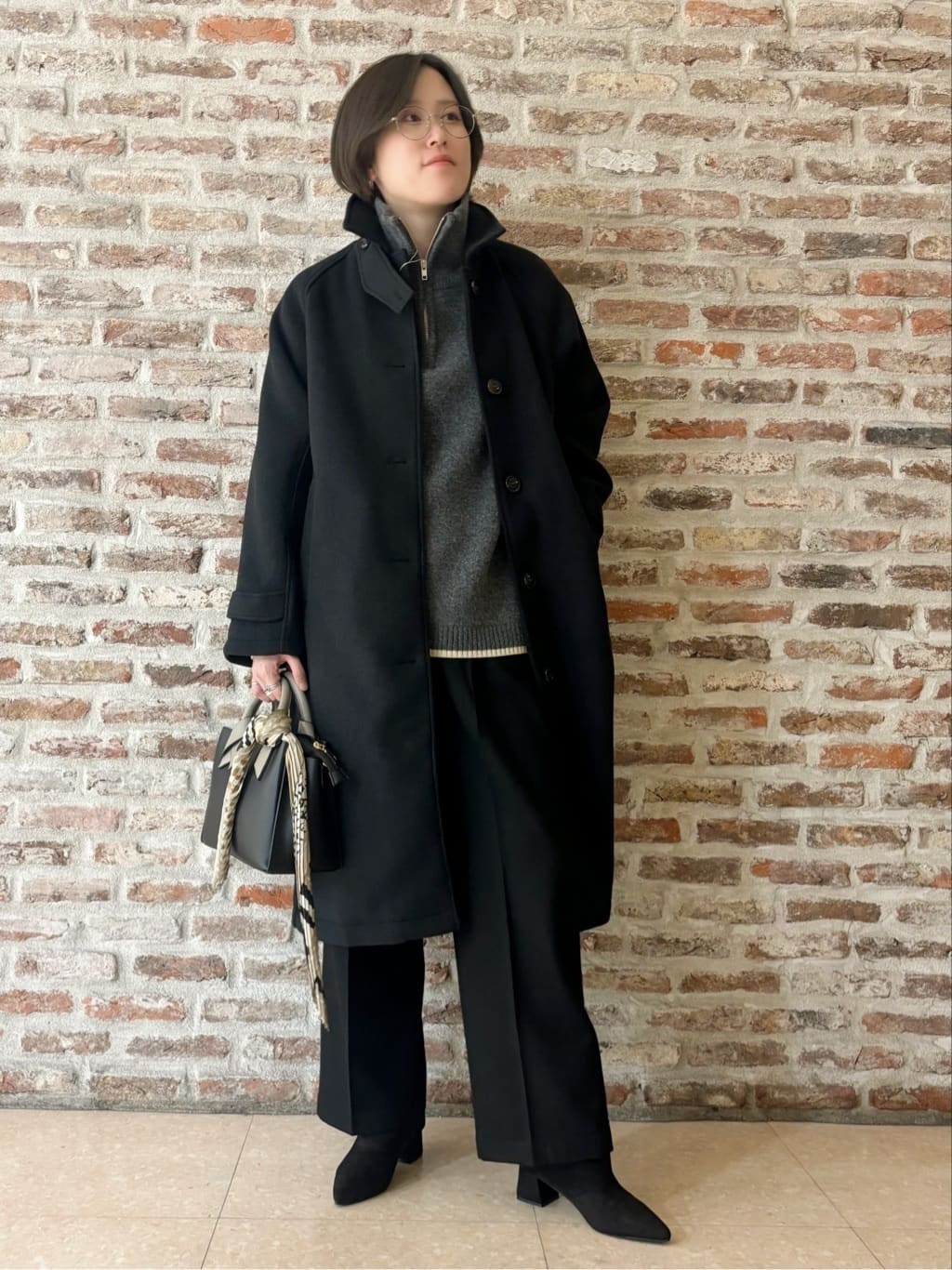 しばさんの「THE SHOP TK｜【洗える】ほど良くラフで女性らしい ハーフZIPニット」を使ったコーディネート
