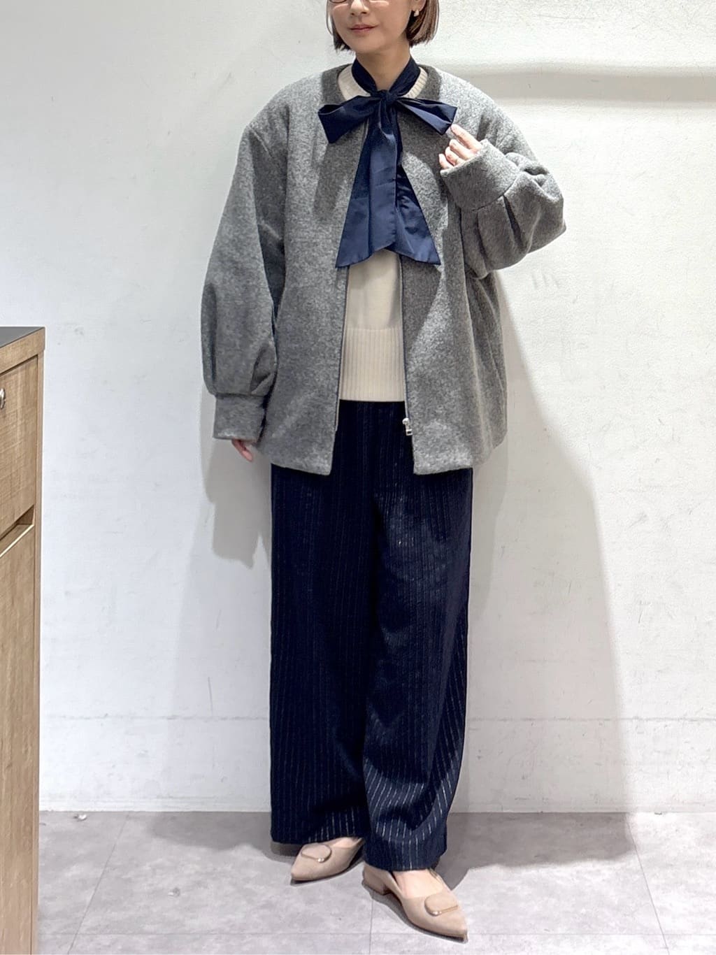 たけねぇさんの「OPAQUE.CLIP｜ラメストライプワイドパンツ【洗濯機OK】」を使ったコーディネート