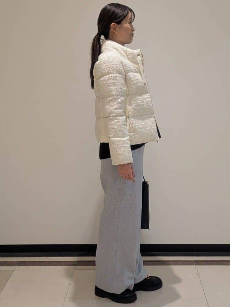 mikiさんの「COUP DE CHANCE｜【ショート丈】ツイードダウン」を使ったコーディネート