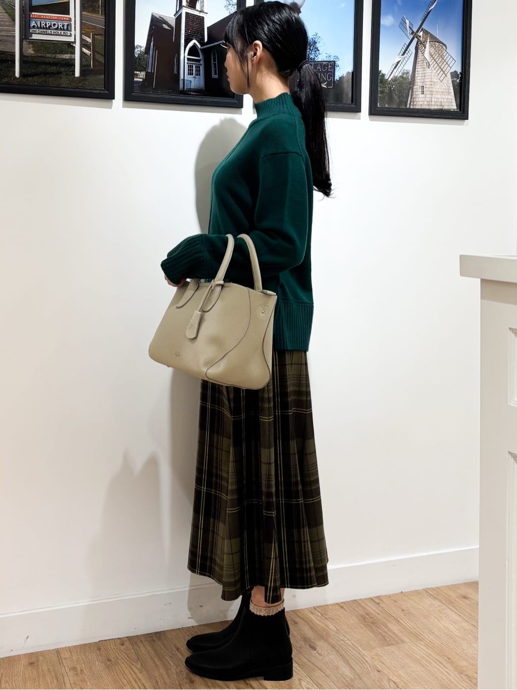 Ririkaさんの「Dessin｜【洗える】チェック柄起毛フレアスカート」を使ったコーディネート