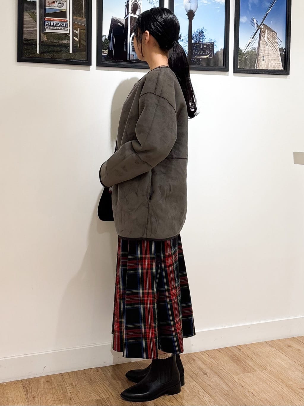 Ririkaさんの「Dessin｜【洗える】チェック柄起毛フレアスカート」を使ったコーディネート