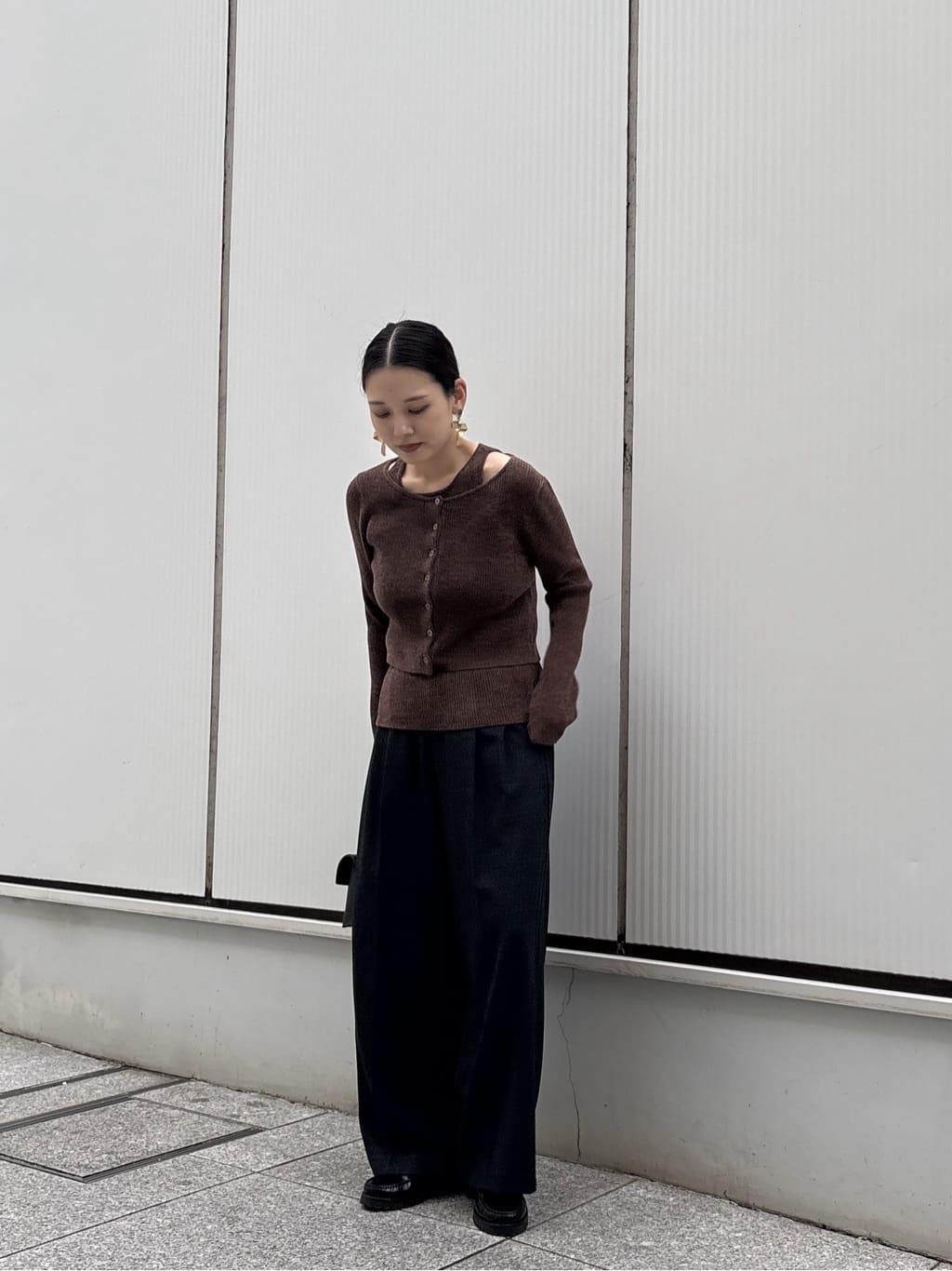 ayanoさんの「INDIVI｜ツイードタックワイドパンツ」を使ったコーディネート