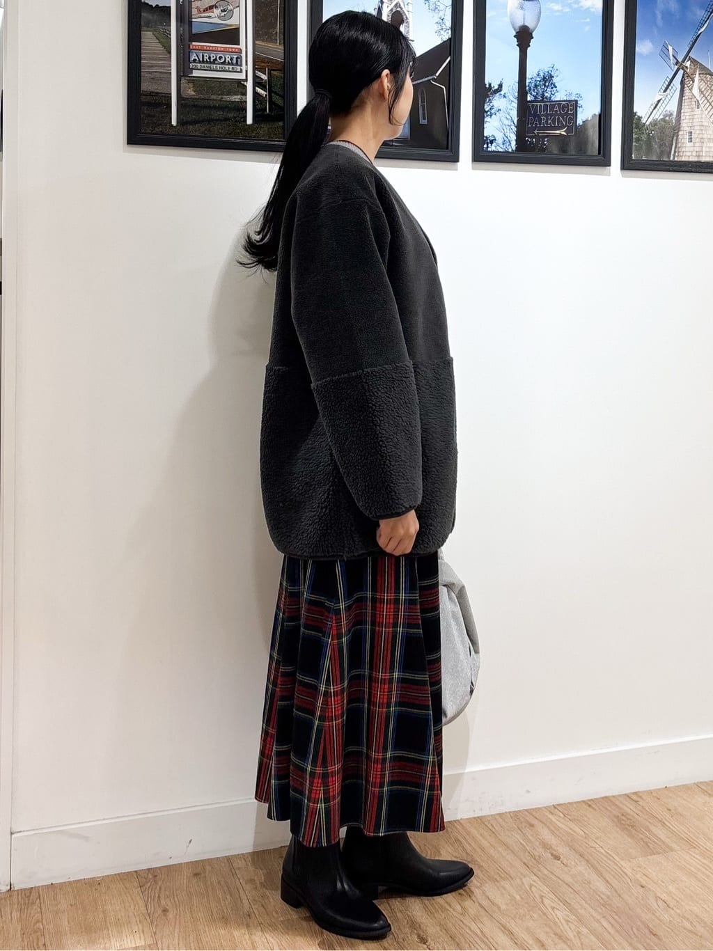 Ririkaさんの「Dessin｜【洗える】チェック柄起毛フレアスカート」を使ったコーディネート