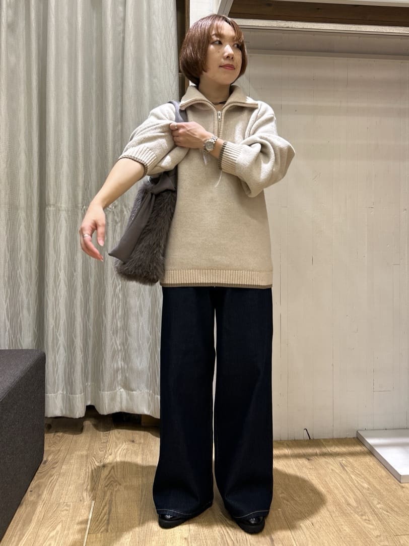 ga_riさんの「THE SHOP TK｜【洗える】ほど良くラフで女性らしい ハーフZIPニット」を使ったコーディネート