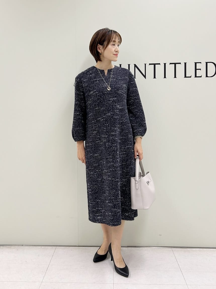 Mikiさんの「UNTITLED｜【洗える/ストレッチ】ツイードジャージワンピース」を使ったコーディネート