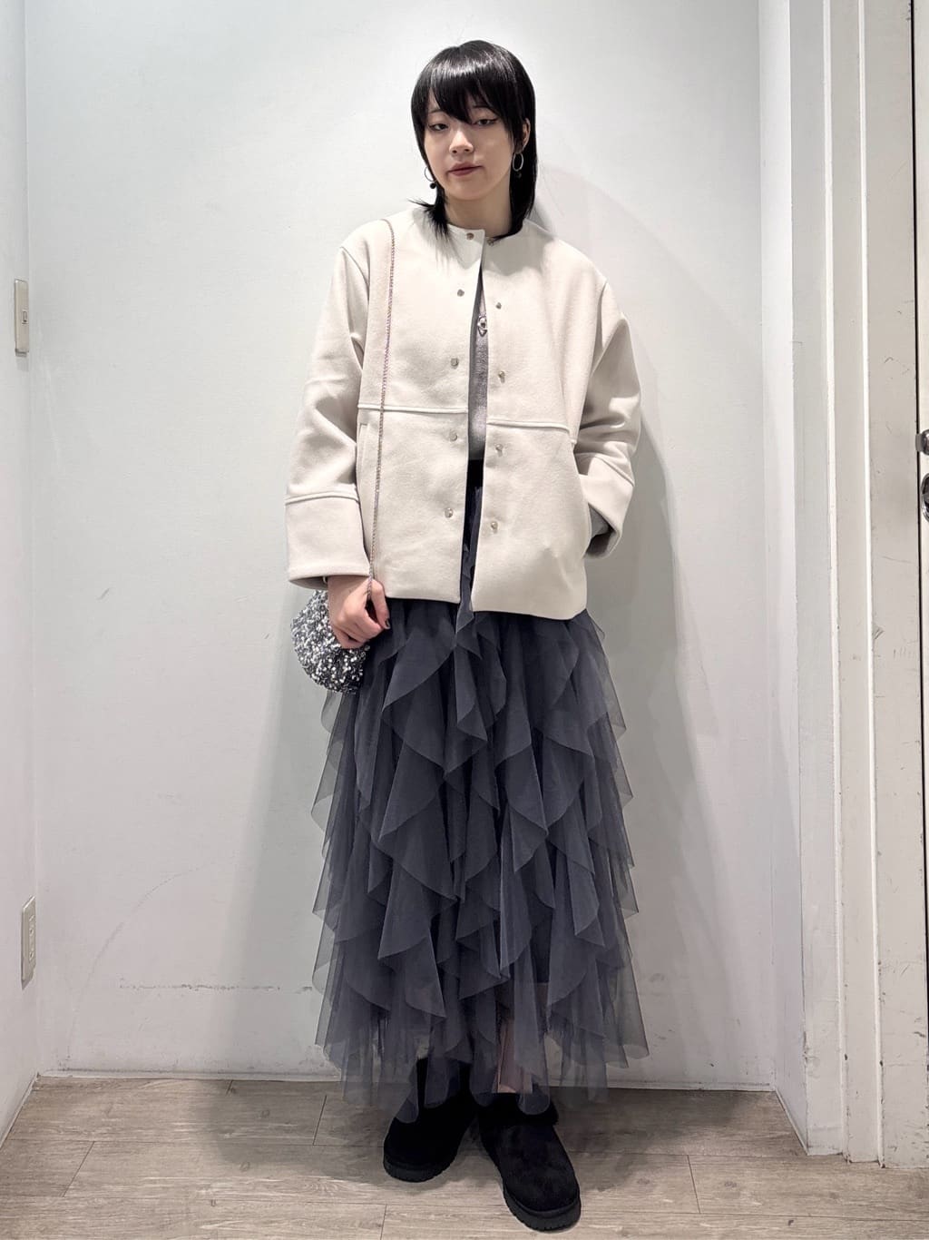 くっしーさんの「OPAQUE.CLIP｜ボタンデザインラメニット【洗濯機OK】」を使ったコーディネート