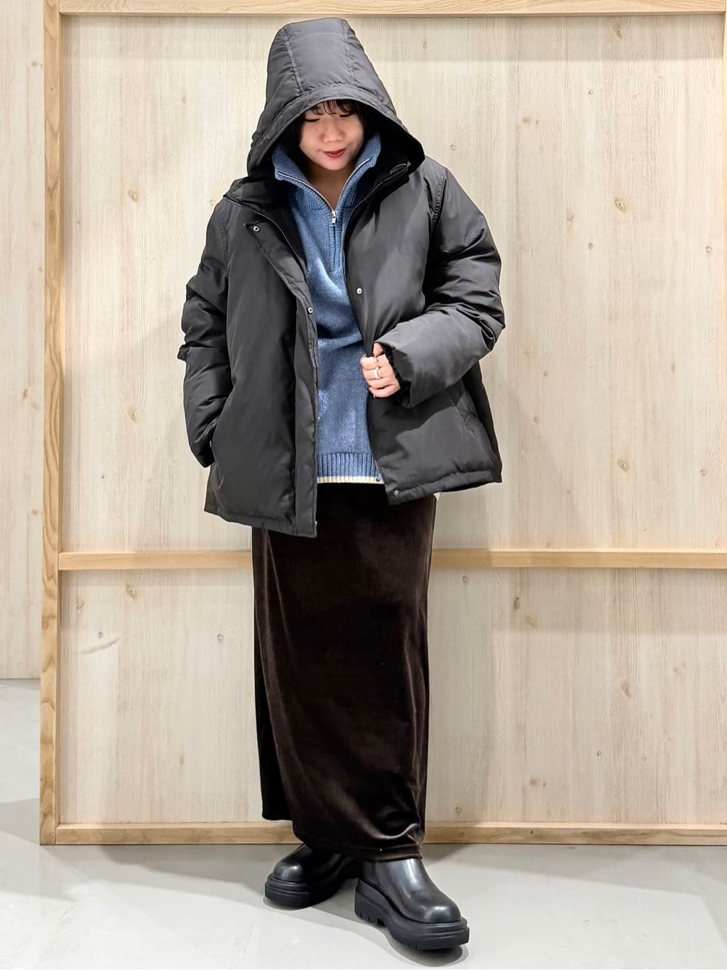 nanaさんの「THE SHOP TK｜【ぎゅっとされているような暖かさ】撥水中綿ブルゾン」を使ったコーディネート