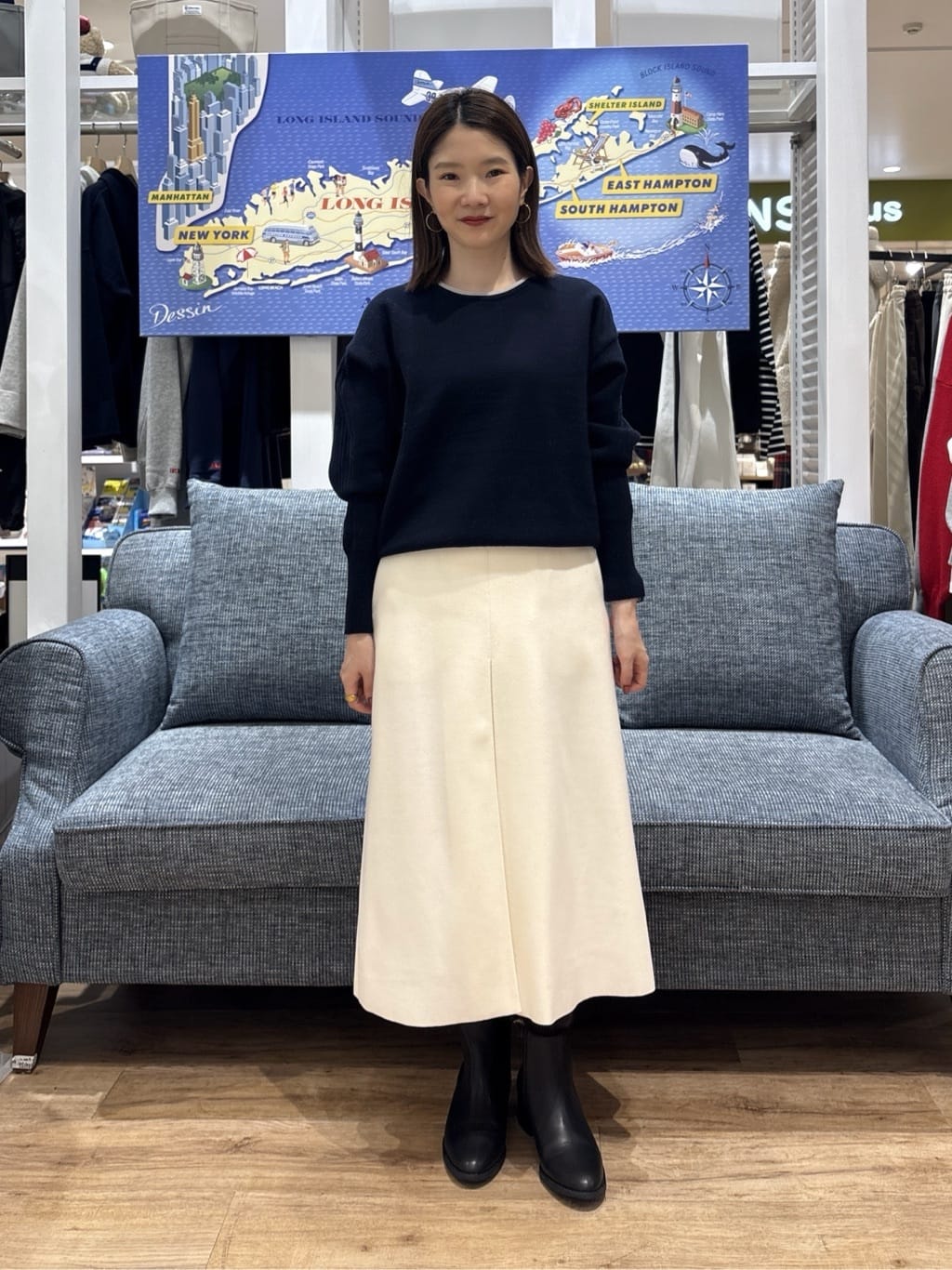 risaさんの「Dessin｜【洗える】カシミヤブレンドスウェットライクニット」を使ったコーディネート