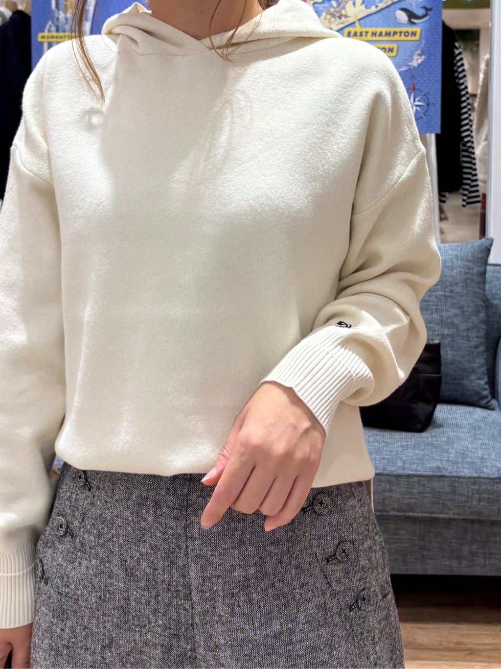 yuinaさんの「Dessin｜【洗える/後ろゴム】ツイードマリンクロップド丈パンツ」を使ったコーディネート