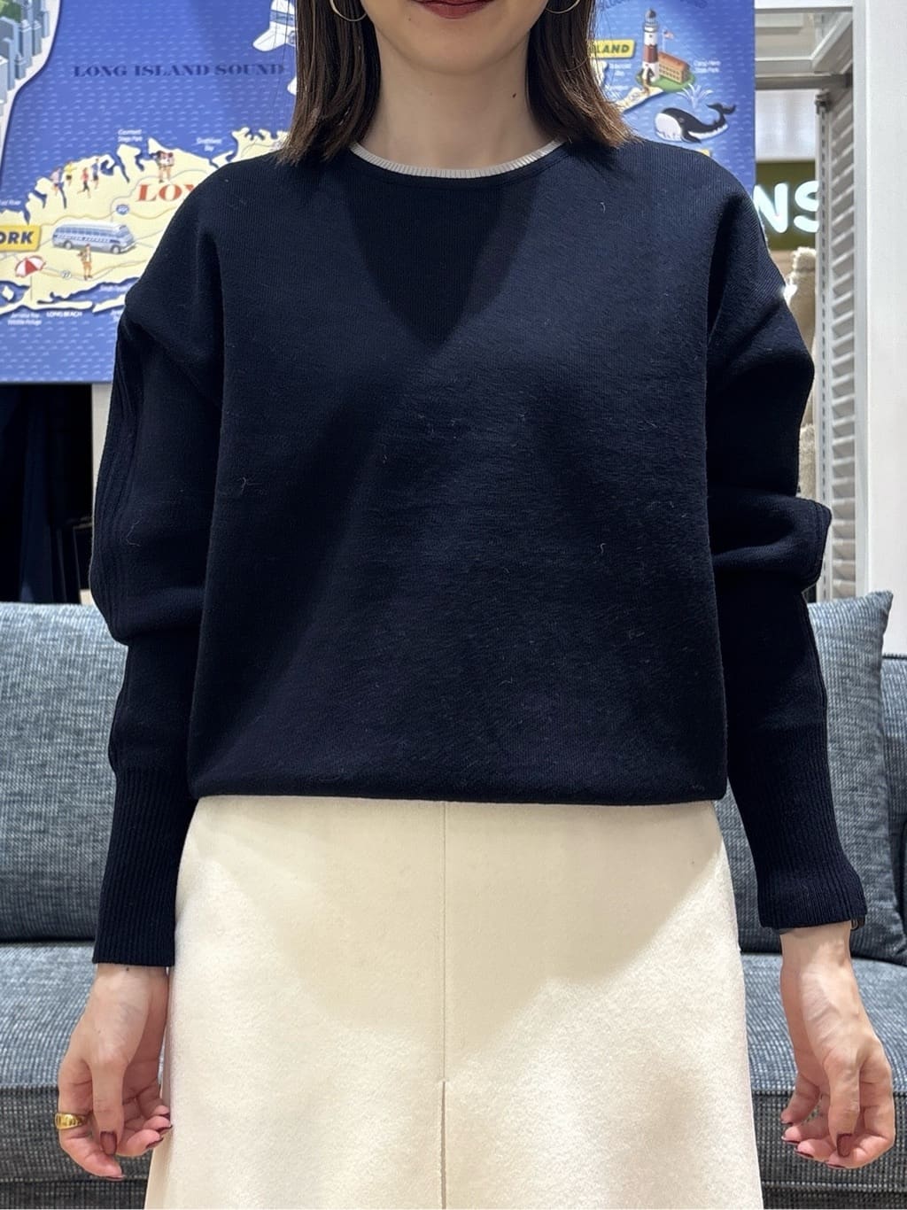 risaさんの「Dessin｜【洗える】カシミヤブレンドスウェットライクニット」を使ったコーディネート