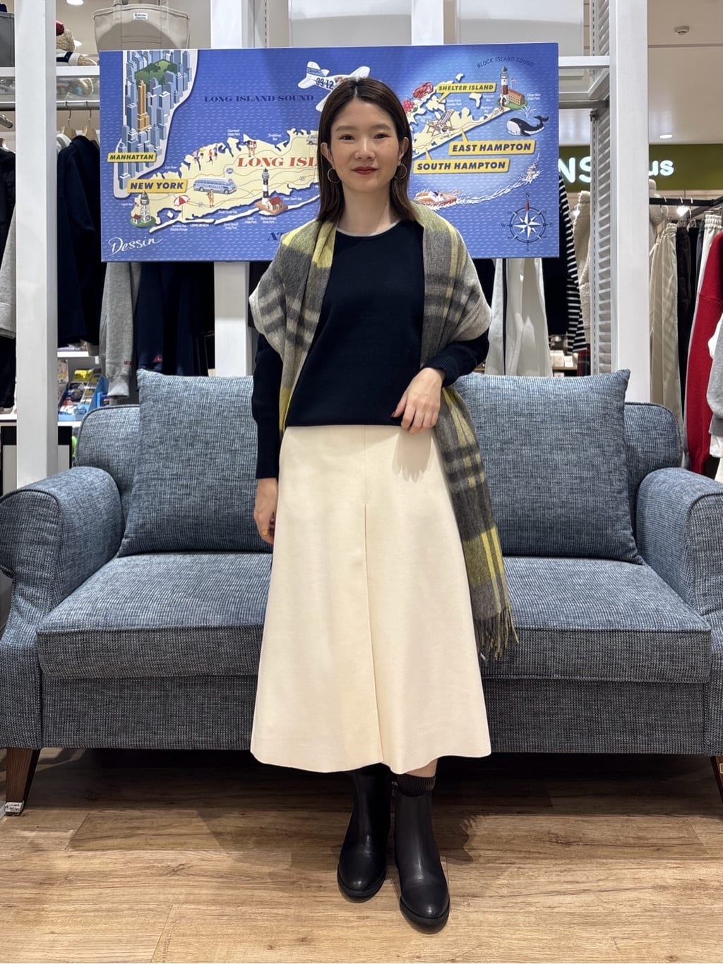 risaさんの「Dessin｜【洗える】カシミヤブレンドスウェットライクニット」を使ったコーディネート