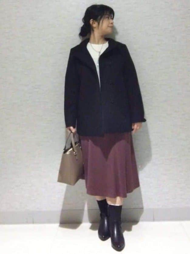 sakoさんの「Reflect｜【SS-4Lサイズ／衿が顔に当たらない◎】スタンドネックミドルコート」を使ったコーディネート