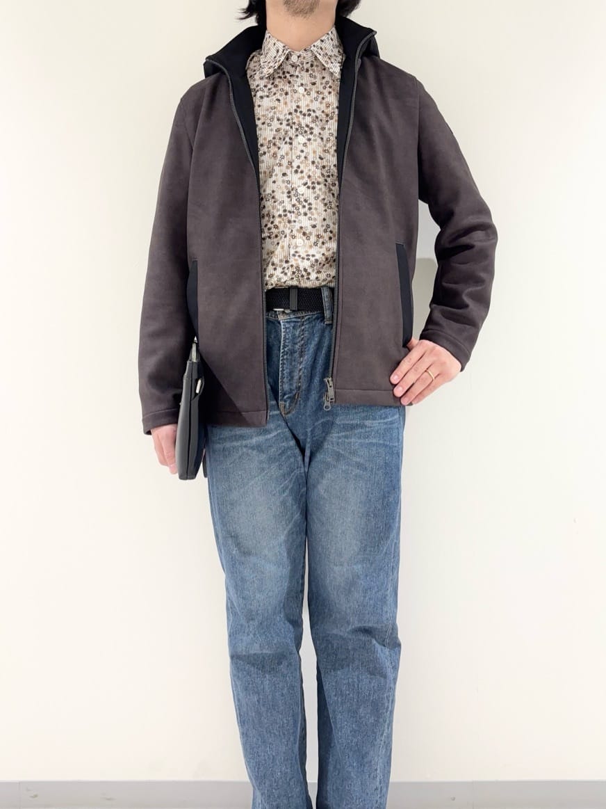 及川さんの「TAKEO KIKUCHI｜【JUST ONE LAYER】ダウンファブリック ジップアップ フード ブルゾン」を使ったコーディネート